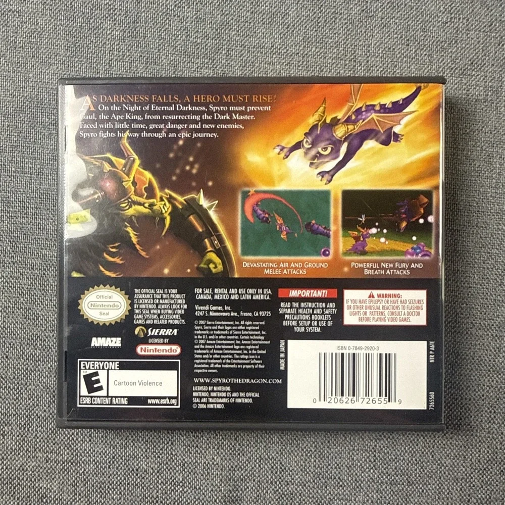Legend of Spyro: The Eternal Night (Nintendo‎ DS, 2007) Complete!